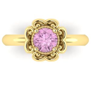 Inel de logodna solitaire cu diamant roz din aur galben ES288