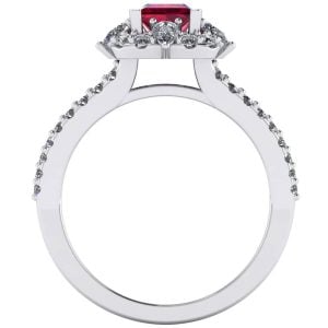 Inel de logodna cu rubin AAA si diamante din aur alb ES390