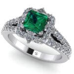 Inel logodna cu smarald patrat 5mm si diamante 0.95 carate din aur ES390