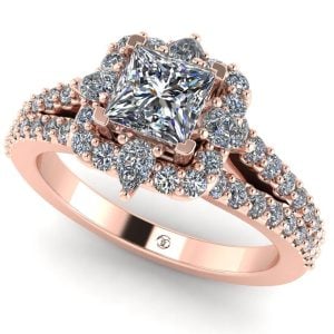 Inel din aur model anturaj fancy cu diamante din aur roz 18k ES390