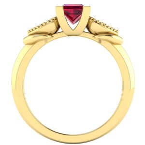 Inel logodna aur 18K galben rubin si diamante naturale ES194