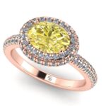 Inel de logodna cu diamant galben oval 1 carat din aur roz ES314