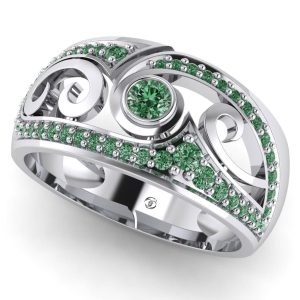 Inel de logodna cu diamant verde din aur alb ES217