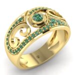 Inel dama de lux cu diamant verde din aur 18k ES217