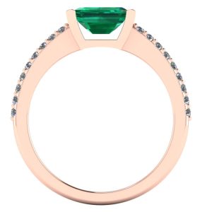 Inel de logodna cu smarald emerald si diamante din aur roz ES225