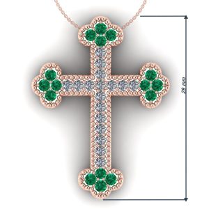 Cruce model bizantin din aur 18k cu smaralde si diamante ESCR10