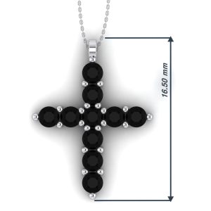 Cruce cu diamante negre 2 mm din aur alb 18k ESCR9