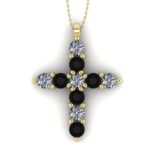 Cruce cu diamante negre si albe din aur galben 18k ESCR9