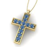 Cruce din aur galben cu diamante albastre ESCR8