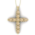 Pandantiv crucecu diamante maro 2mm din aur galben 750 ESCR9