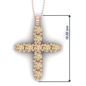 Cruce cu diamante maro din aur roz 18k 16 mm ESCR9