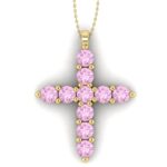 Cruce cu diamant roz 2 mm din aur galben ESCR9