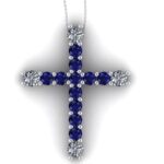 Cruciulita cu diamante si safire albastre model clasic ESCR4