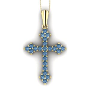 Cruciulita din aur 18k cu diamante albastre ESCR23