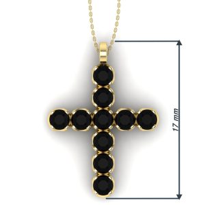 Cruce din aur galben cu diamante negre 2 mm 17 mm ESCR11