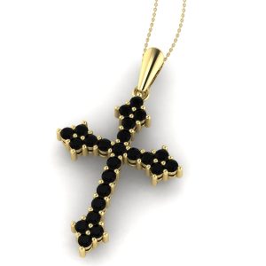 Cruce din aur galben 750 cu diamante negre ESCR23