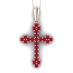 Cruce din aur roz 18k cu rubin AAA ESCR23
