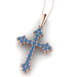 Cruce din aur roz cu diamante albastre intens culoarea ESCR23
