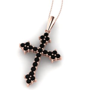 Cruce din aur roz cu diamante negre AAA ESCR23