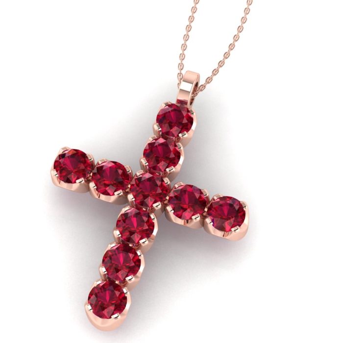Cruce din aur roz cu rubine 2 mm ESCR11