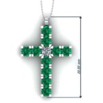 Pandantiv cruce cu smaralde si diamant incolor 2.50 mm din aur ESCR6