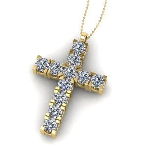 Cruce pandantiv cu diamante 2.5 mm din aur galben ESCR6