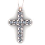 Cruce pandantiv cu diamante 2.5mm din aur roz 18k ESCR6
