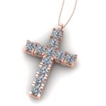 Cruce pandantiv cu diamante din aur roz ESCR6