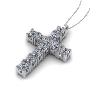 Cruce pandantiv cu diamante 2.5m din aur alb 18k ESCR6