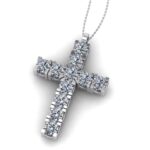 Cruce pandantiv cu diamante 2.5 mm din aur alb ESCR6