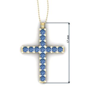 Cruciulita cu diamante albastre 1.50 mm din aur galben 18k ESCR18
