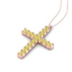 Cruciulita cu diamante galbene din aur roz 18k ESCR18