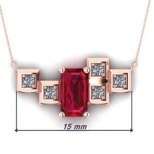 Pandantiv din aur roz model pazel cu diamante si rubin 15 MM ESP23