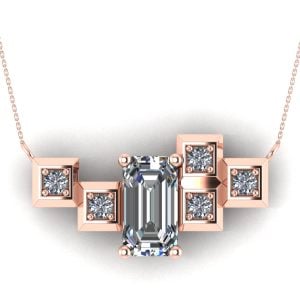 Pandantiv model puzzele cu diamant dreptunghi din aur roz 18k ESP23
