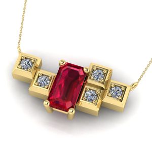 Pandantiv din aur galben geometric model pazel cu rubin su diamante ESP23