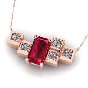 Pandantiv din aur roz cu diamante si rubin ESP23