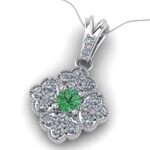 Pandantiv din aur cu diamant verde si diamante incolore ESP19