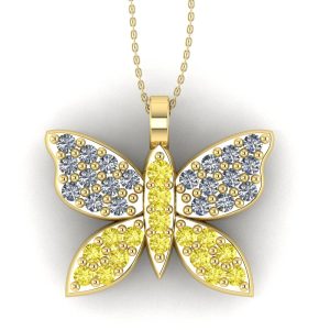 Pandantiv din aur galben 750 cu diamante galbene si incolore ESP36