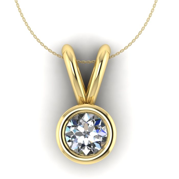 Pandantiv din aur galben 18k cu diamant rotund ESP32