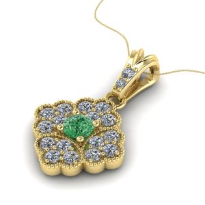 Pandantiv din aur galben cu diamant verde ESP19