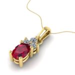 Pandantiv aur galben 18k cu rubin oval si diamante ESP15