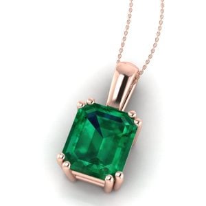 Pandantiv aur roz cu smarald emerald solitaire ESP33