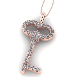 Pandantiv cheie cu diamante din aur roz ESP13