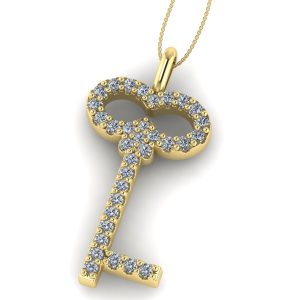 Pandantiv cheie cu diamante din aur galben ESP13