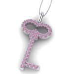 Pandantiv cheie cu diamante roz din aur alb ESP13