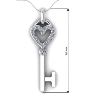 Pandantiv cheie inima cu diamante naturale din aur 14k ESP14