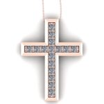 Cruce cu diamante din aur roz 18k ESCR5