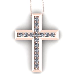 Cruce cu diamante din aur roz 18k ESCR5