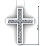 Pandantiv cruce cu diamante din aur alb 19 mm ESCR5