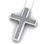 Pandantiv cruce cu diamante din aur alb ESCR5